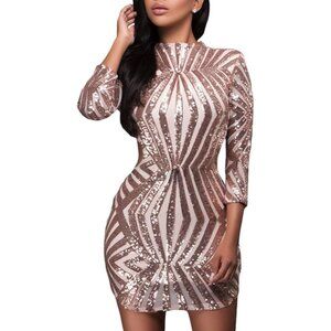 Sequin Detail Open Back Party Mini Dress
